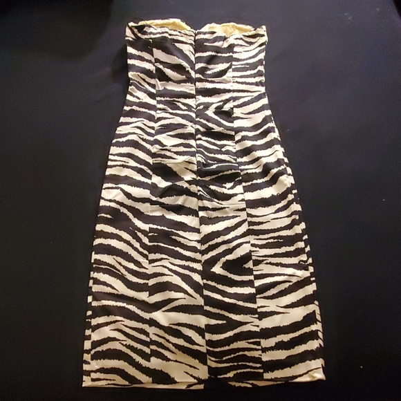 Satin Zebra Ruched Strapless Dress from Cache - Picture 4 of 6